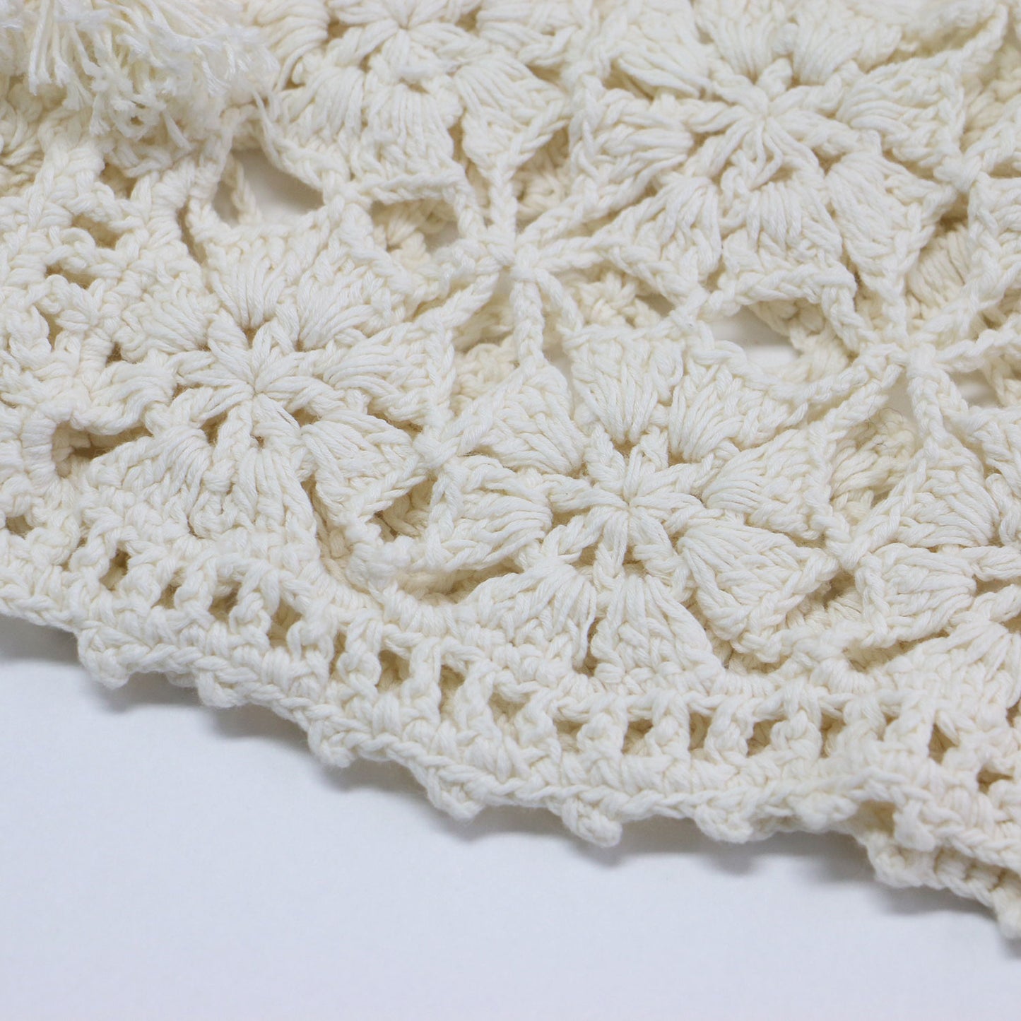 24春夏 モチーフクロシェット ハーフスリーブ カーディガン / コンパクト コットンリネン