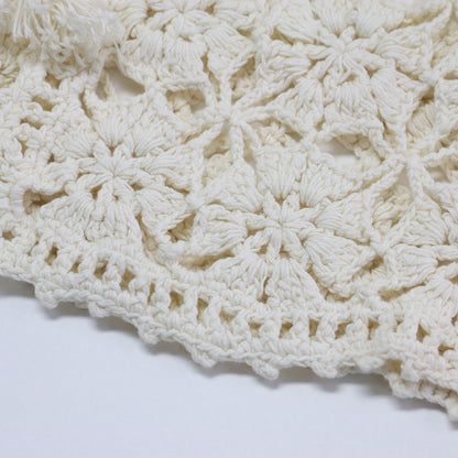 24春夏 モチーフクロシェット ハーフスリーブ カーディガン / コンパクト コットンリネン