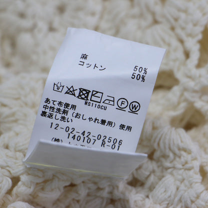 24春夏 モチーフクロシェット ハーフスリーブ カーディガン / コンパクト コットンリネン