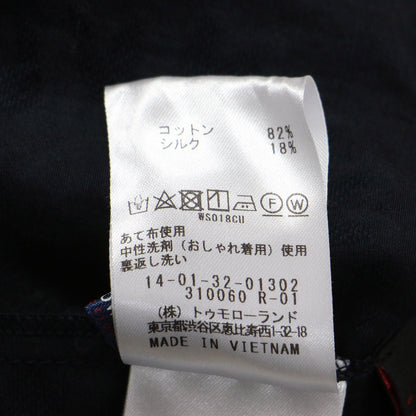 23春夏 サンフラワー ジャカード ラッフルスリーブ ブラウス / プルオーバー 半袖 クルーネック フレア タック コットン シルク