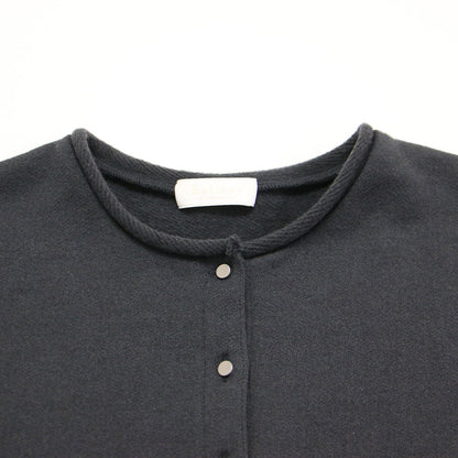 23秋冬 ブラッシュドライニング ショート カーディガン / プルオーバー コンパクト丈 クルーネック ボクシー メタルボタン 裏起毛 ジャージー