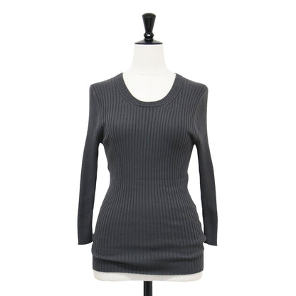 25春夏 コットン リブ ニット / COTTON RIB KNIT カットソー 7分袖 クルーネック コンパクト ストレッチ コットン