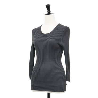 25春夏 コットン リブ ニット / COTTON RIB KNIT カットソー 7分袖 クルーネック コンパクト ストレッチ コットン