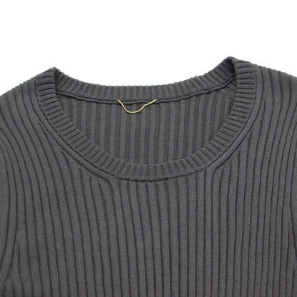 25春夏 コットン リブ ニット / COTTON RIB KNIT カットソー 7分袖 クルーネック コンパクト ストレッチ コットン
