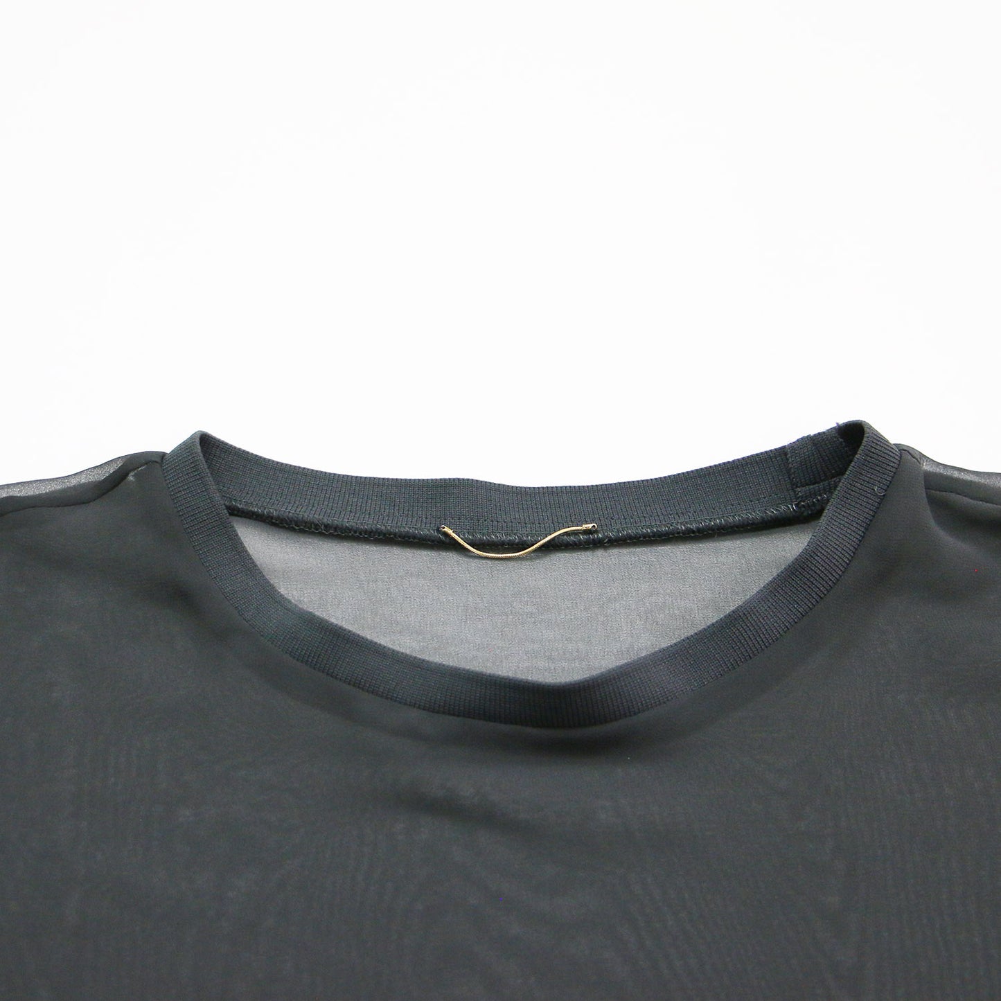 24春夏 シアー クルーネック プルオーバー / Sheer Blouse ブラウス 長袖 ドロップショルダー ワイド リブ