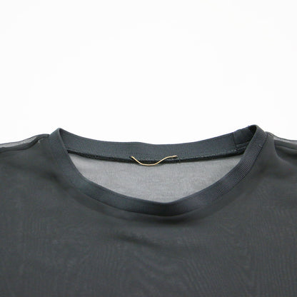 24春夏 シアー クルーネック プルオーバー / Sheer Blouse ブラウス 長袖 ドロップショルダー ワイド リブ