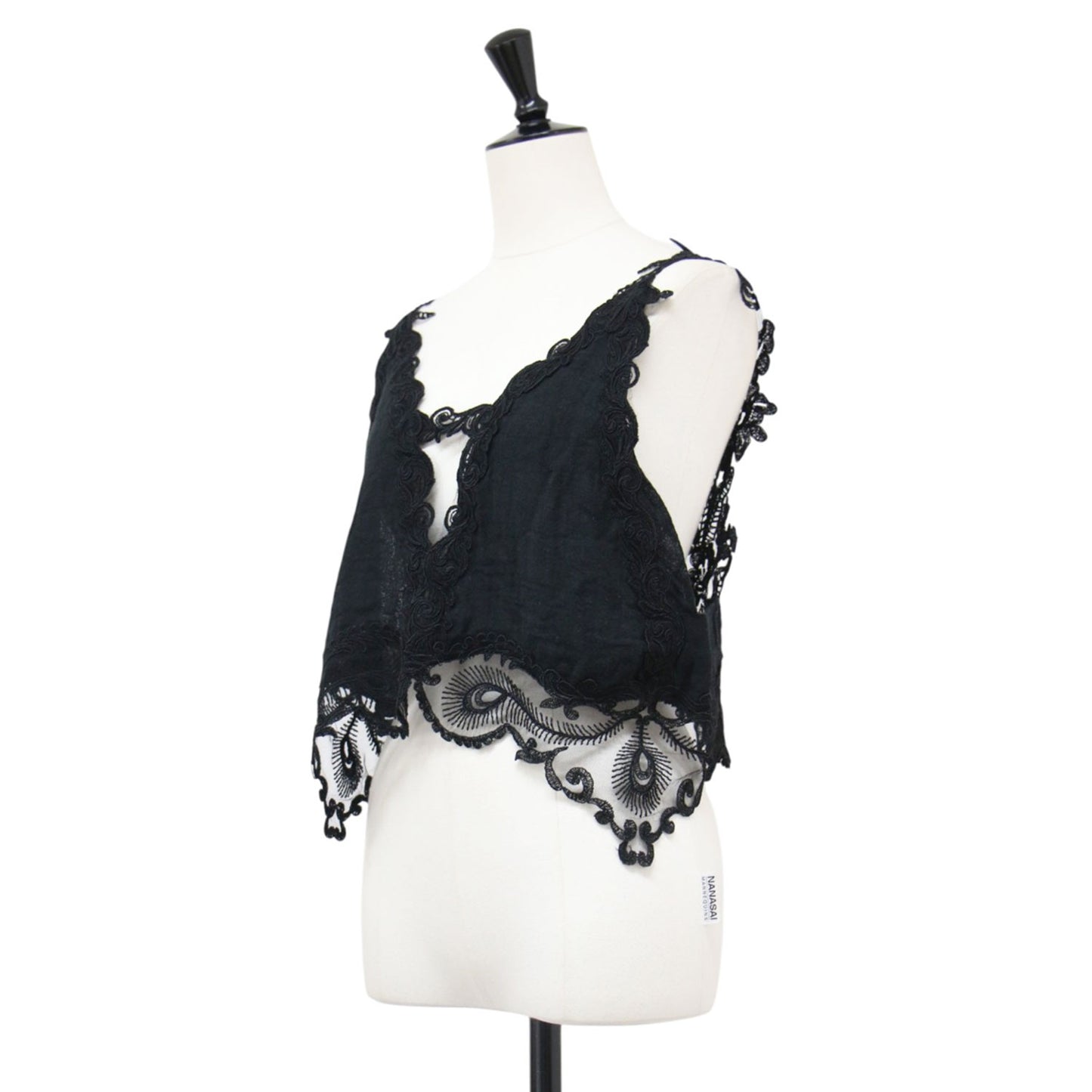 25春夏 レース ビスチェ / BRA TOP ブラウス ノースリーブ Vライン フラワー 刺繍 コットン