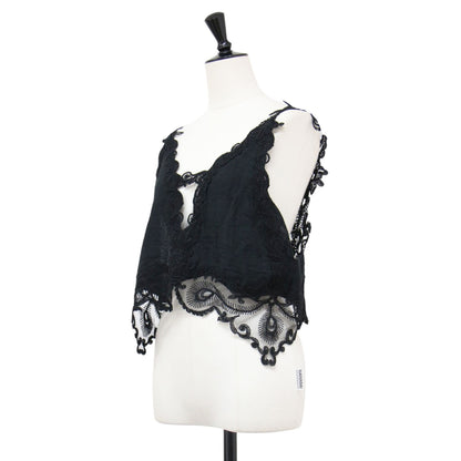 25春夏 レース ビスチェ / BRA TOP ブラウス ノースリーブ Vライン フラワー 刺繍 コットン
