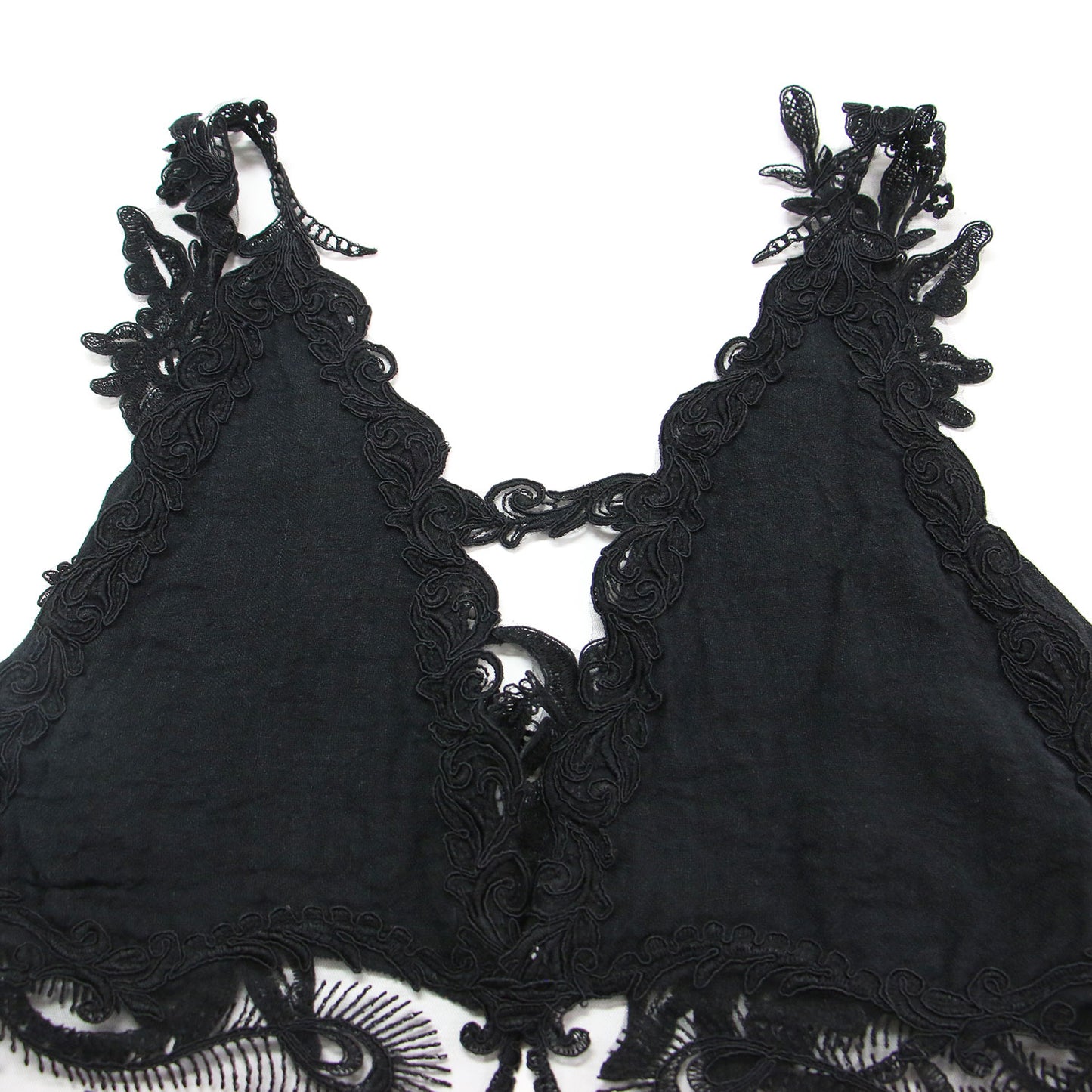 25春夏 レース ビスチェ / BRA TOP ブラウス ノースリーブ Vライン フラワー 刺繍 コットン
