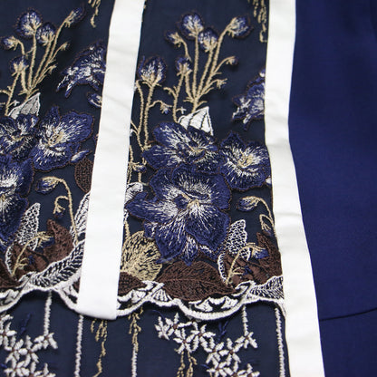 24秋冬 花柄 刺繍 レース ドレス / Framed flower lace dress ワンピース 長袖 ロング丈 ボトルネック ラグランスリーブ