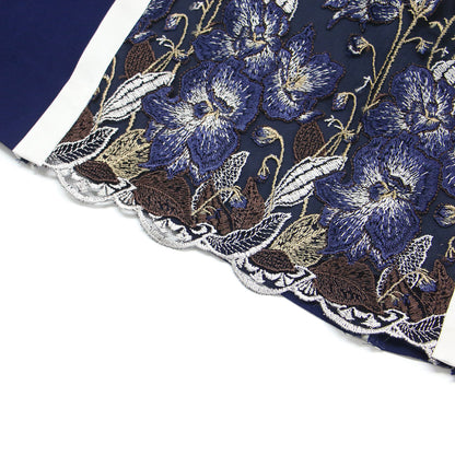 24秋冬 花柄 刺繍 レース ドレス / Framed flower lace dress ワンピース 長袖 ロング丈 ボトルネック ラグランスリーブ