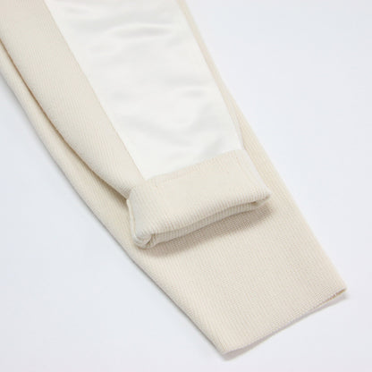 24秋冬 ボンバー フェルト 切替 ニット ブルゾン / Chelsea Satin Combo Kensie ジャケット 長袖 ギャザー ドロップショルダー ウール カシミヤ