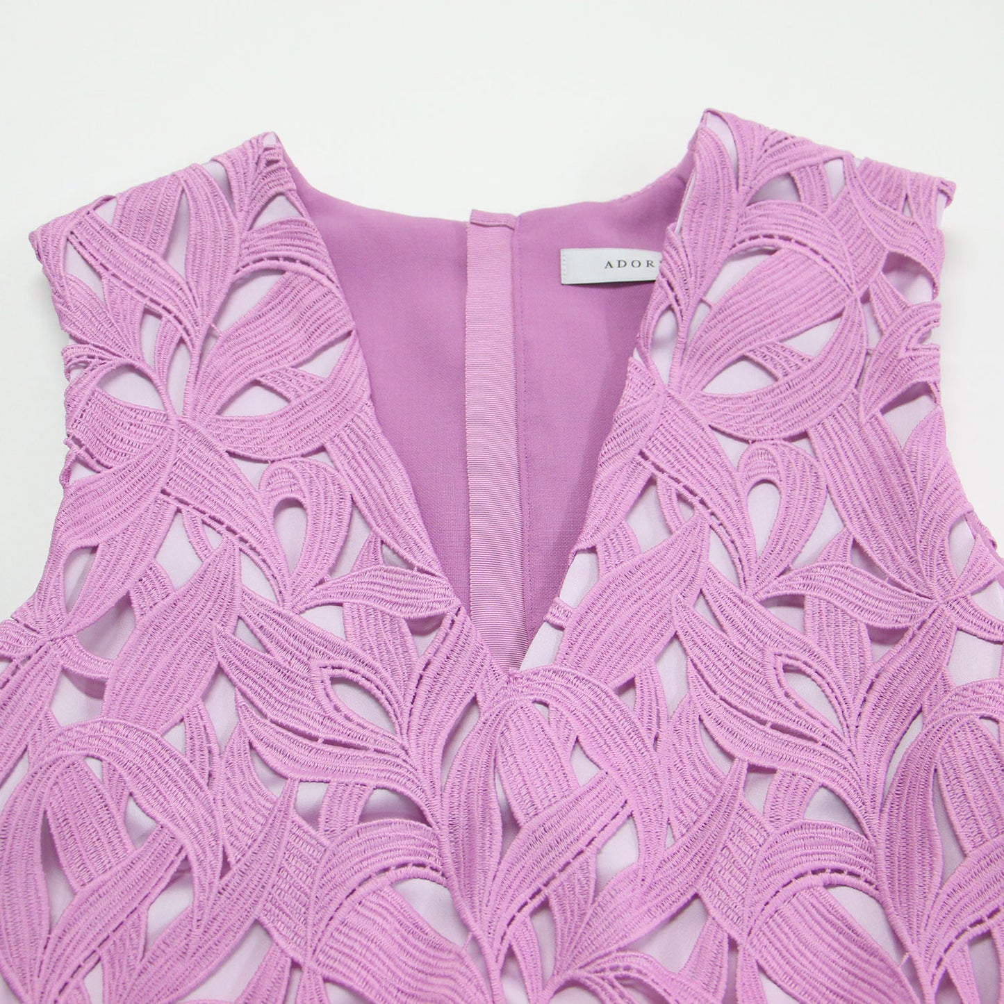 22秋冬 モダンリーフレース Aライン ワンピース / ロングワンピース Vネック ノースリーブ