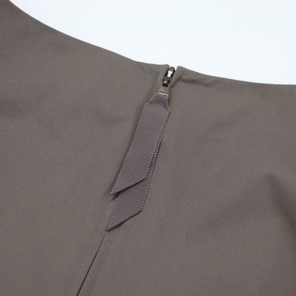 ノースリーブ タック フレア ワンピース / ミディワンピース ナイロン