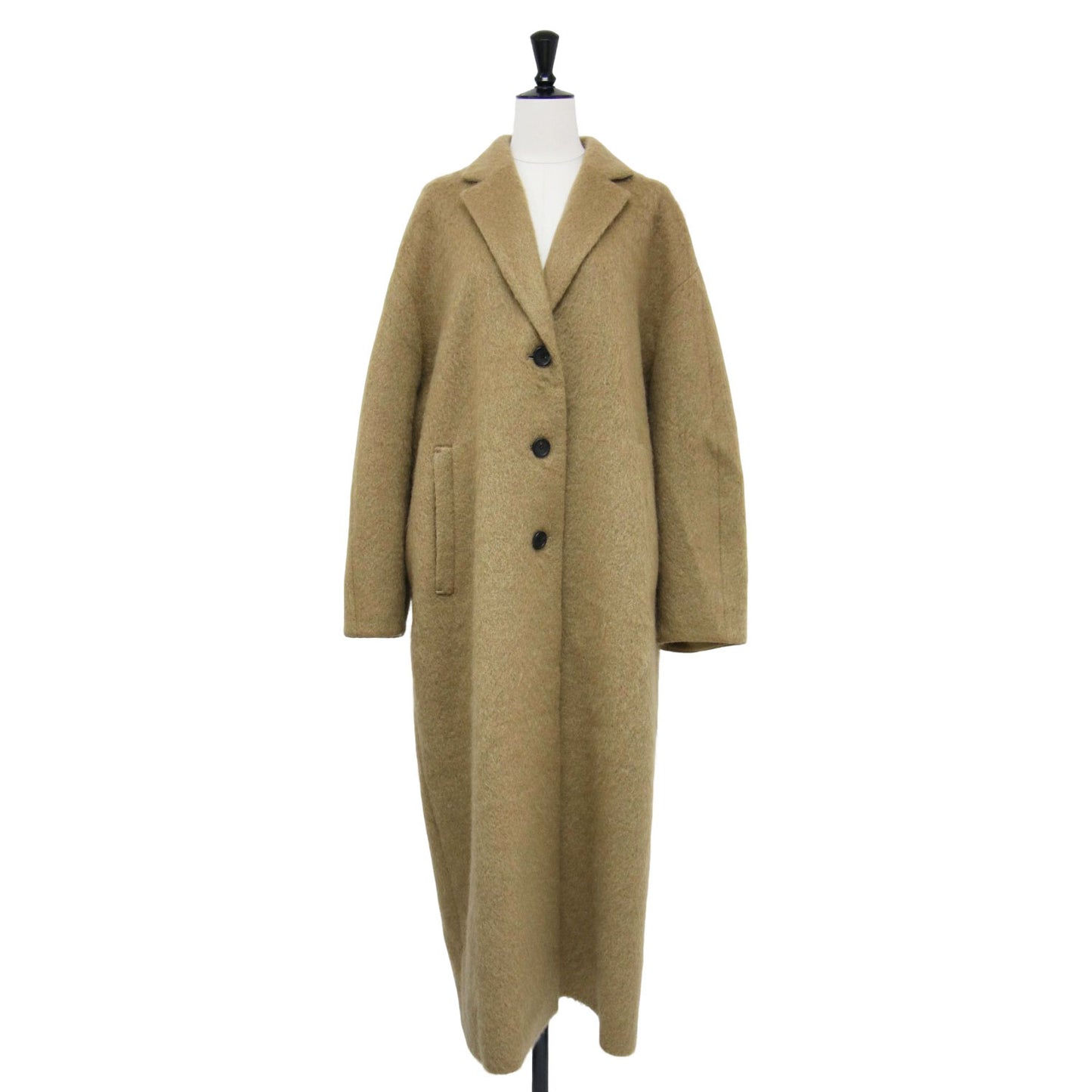 24秋冬 シャギー モヘヤ ロングコート / チェスターコート 長袖 ロング丈 テーラード タック