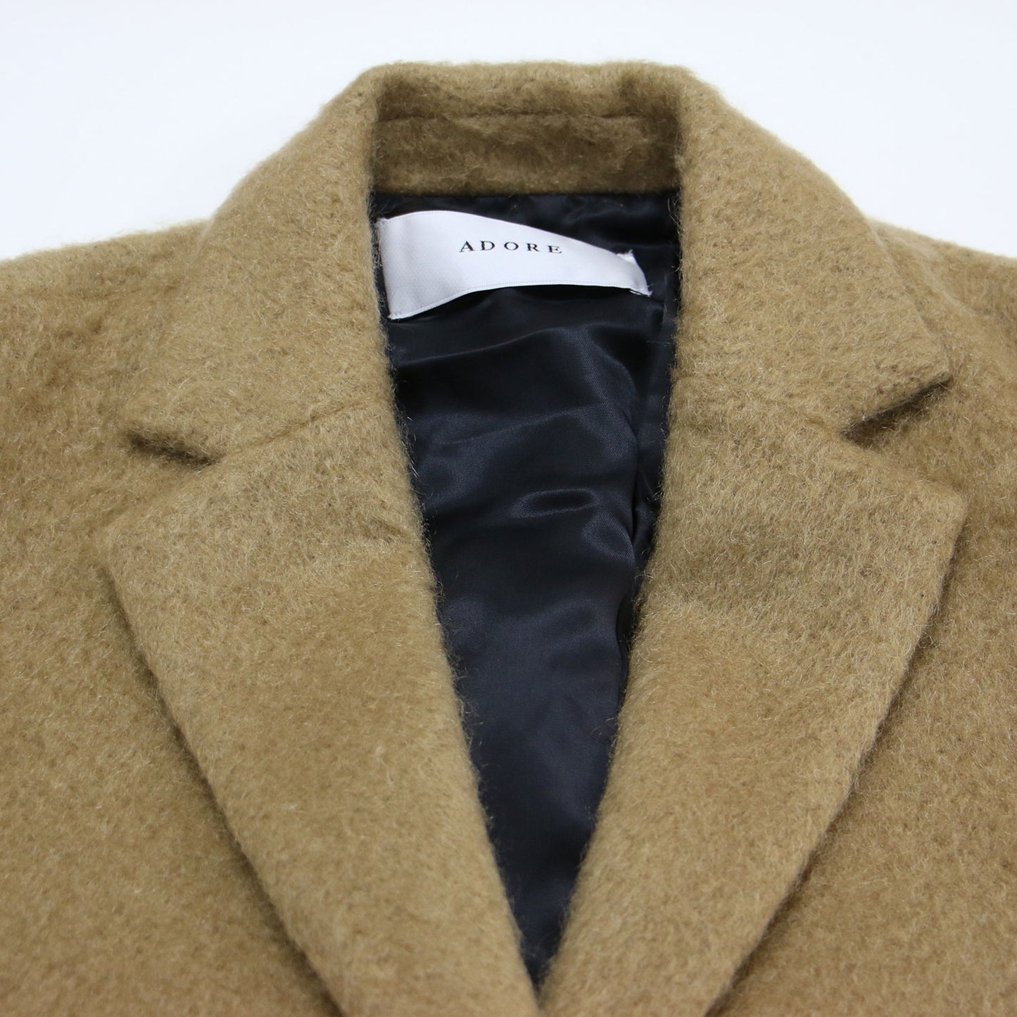 24秋冬 シャギー モヘヤ ロングコート / チェスターコート 長袖 ロング丈 テーラード タック