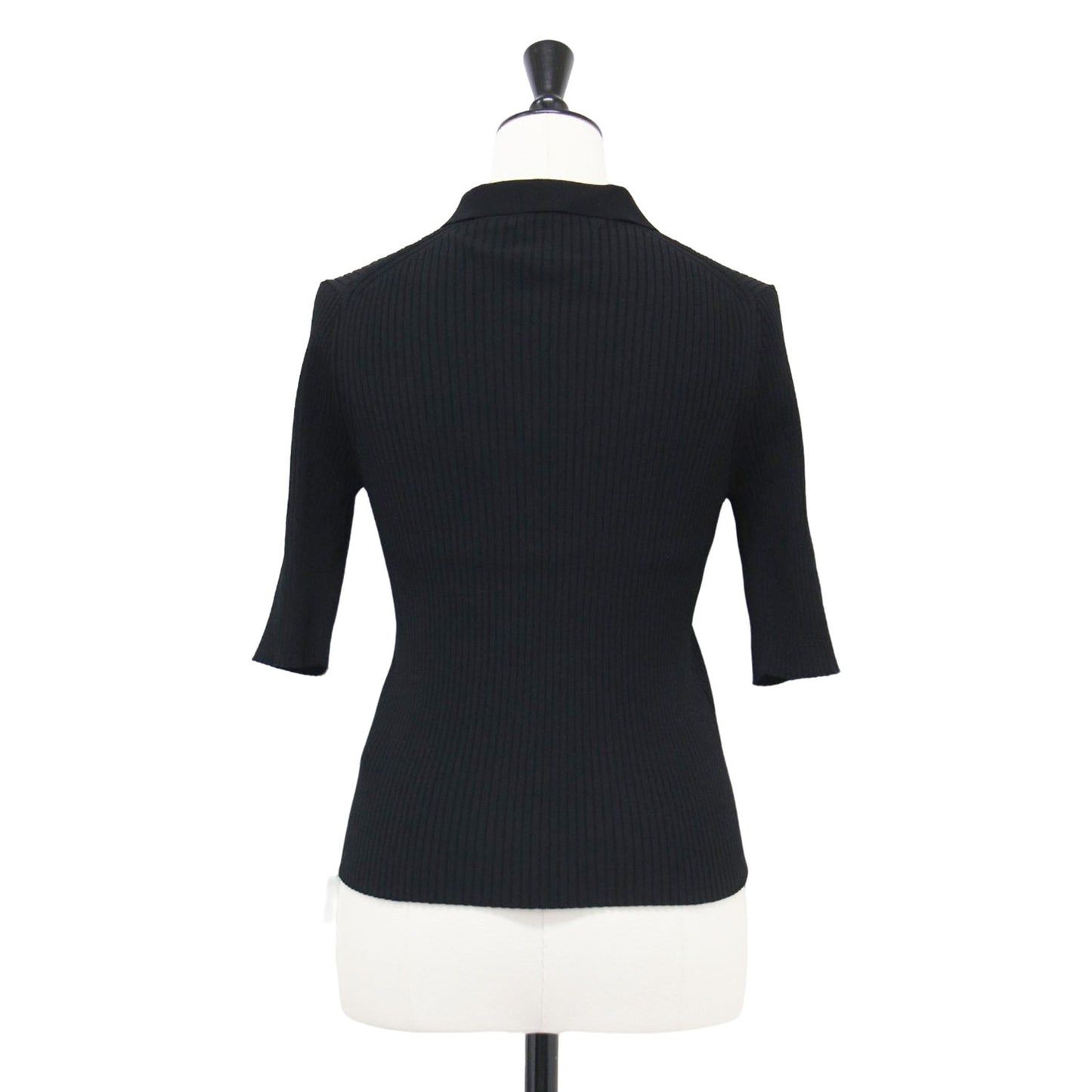 25春夏 ワイド リブ カーディガン / 5分袖 襟付き ボタン