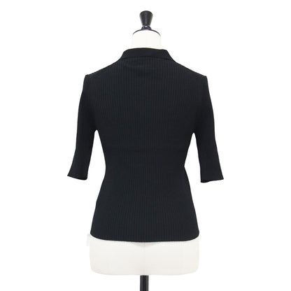 25春夏 ワイド リブ カーディガン / 5分袖 襟付き ボタン