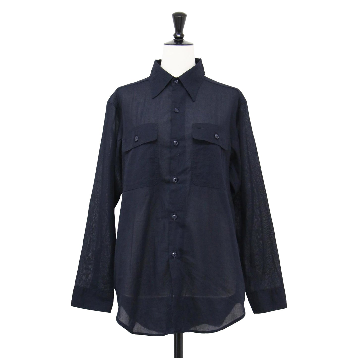 × martinique 別注 25春夏 コットンボイル ミリタリーシャツ / HAMPTON SHIRT COTTON VOILE 長袖 ボックスシルエット ラウンドヘム 刺繍 コットン
