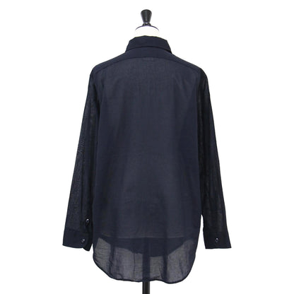 × martinique 別注 25春夏 コットンボイル ミリタリーシャツ / HAMPTON SHIRT COTTON VOILE 長袖 ボックスシルエット ラウンドヘム 刺繍 コットン