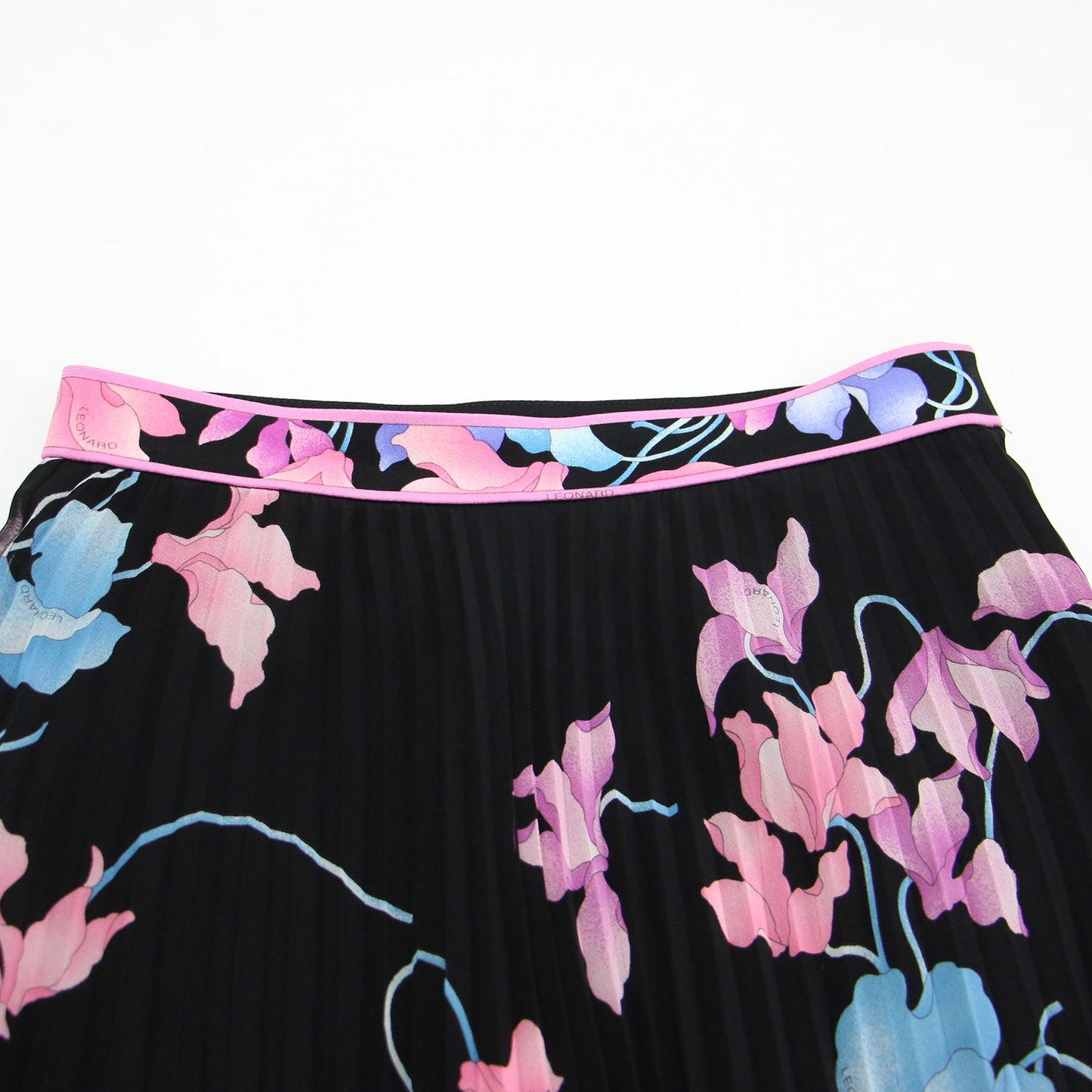 フラワープリント プリーツ スカート / ミモレ丈 フレア Aライン ブランドロゴ