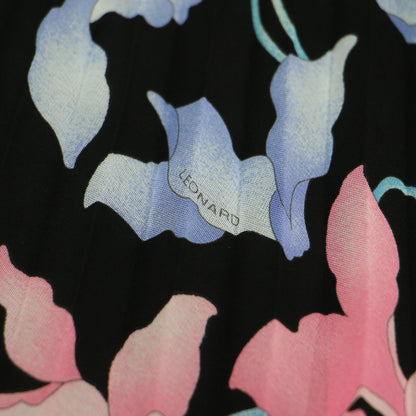 フラワープリント プリーツ スカート / ミモレ丈 フレア Aライン ブランドロゴ