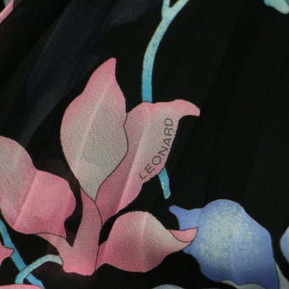 フラワープリント プリーツ スカート / ミモレ丈 フレア Aライン ブランドロゴ