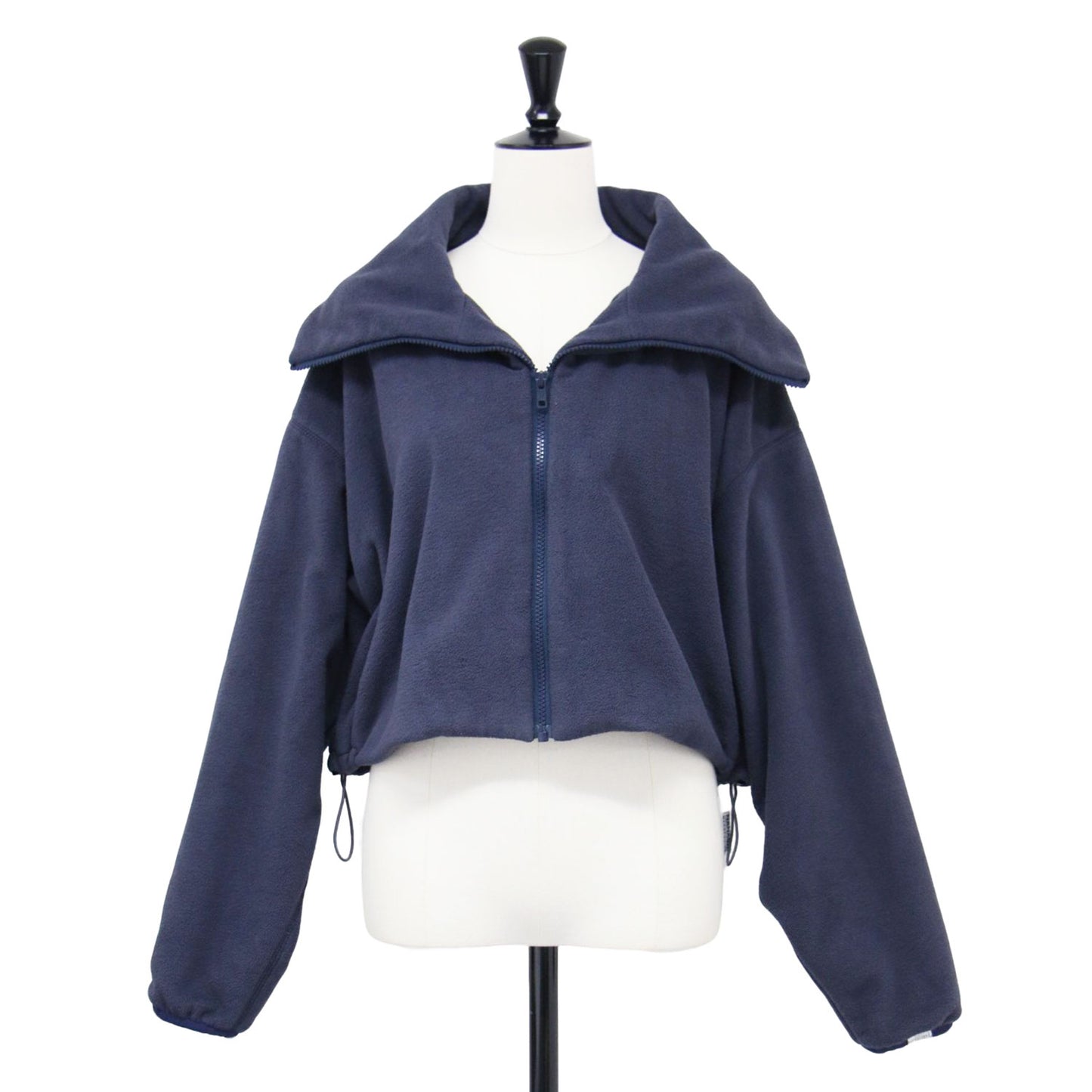 クロップド フリース ブルゾン / ジャケット ショート丈 スタンドカラー ドローコード