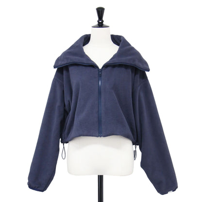 クロップド フリース ブルゾン / ジャケット ショート丈 スタンドカラー ドローコード