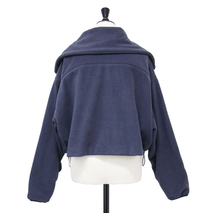 クロップド フリース ブルゾン / ジャケット ショート丈 スタンドカラー ドローコード