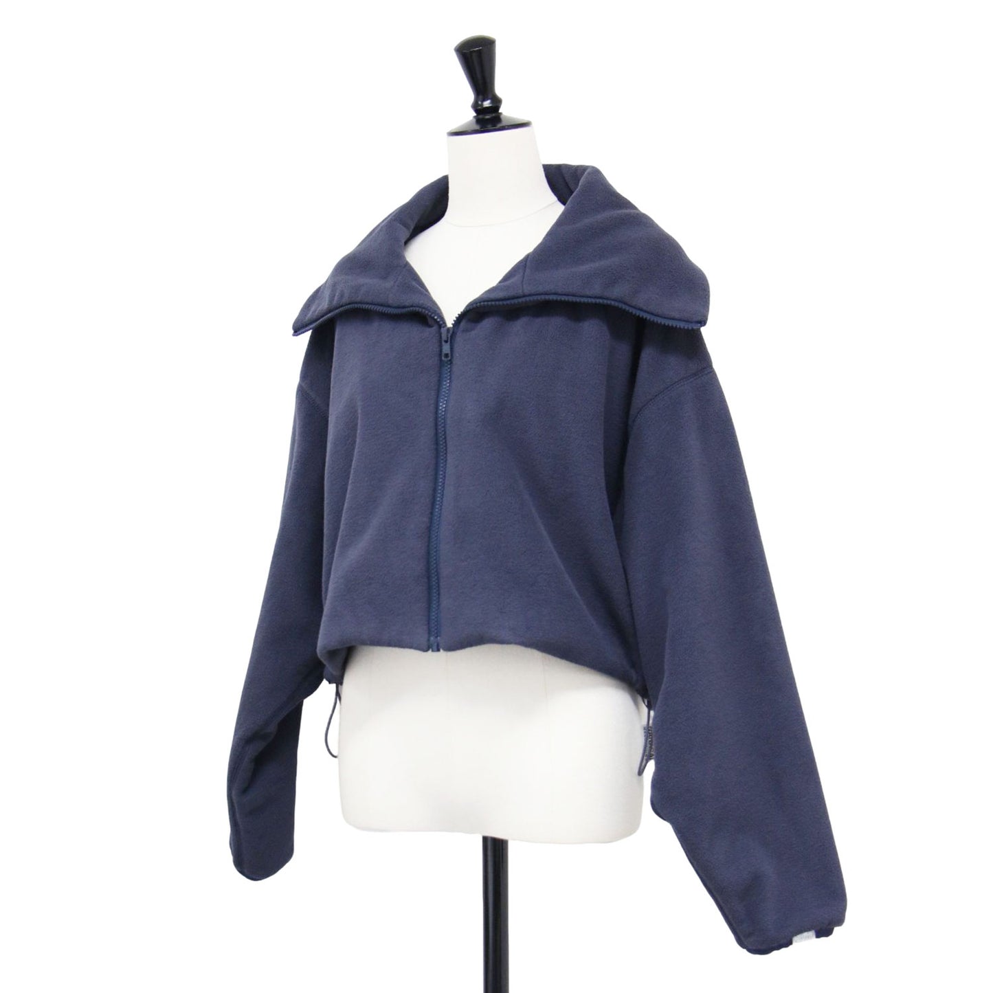 クロップド フリース ブルゾン / ジャケット ショート丈 スタンドカラー ドローコード