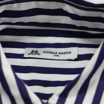 22春夏 袖ギャザーロングシャツ / THOMAS MASON ブラウス チュニック 長袖 ロング丈 バンドカラー オーバーサイズ ボリューム袖 サイドスリット コットン