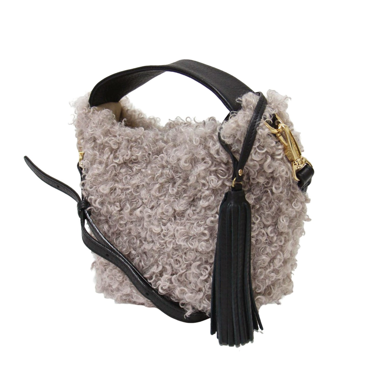 23秋冬 ELMO エコファー 2WAY ハンドバッグ / ELMO ショルダーバッグ タッセル チャーム ゴールド金具