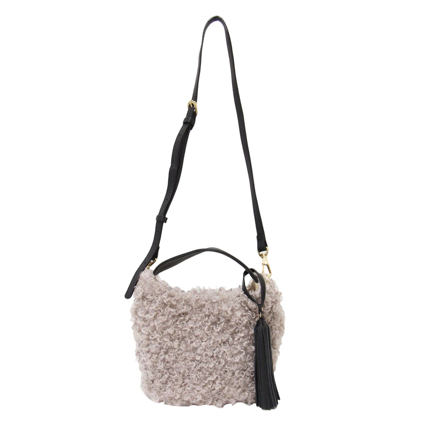 23秋冬 ELMO エコファー 2WAY ハンドバッグ / ELMO ショルダーバッグ タッセル チャーム ゴールド金具