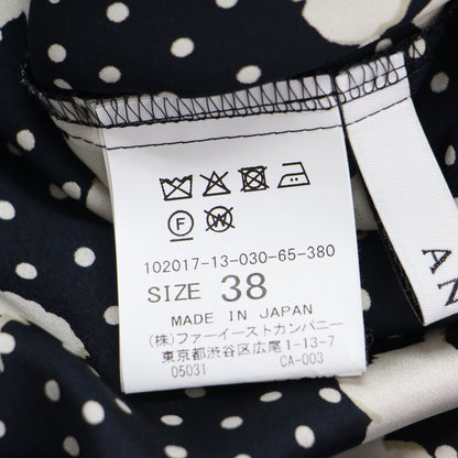 20春夏 シャドーフラワー タイブラウス / シャツ 長袖 ドット リボン くるみボタン ラウンドヘム