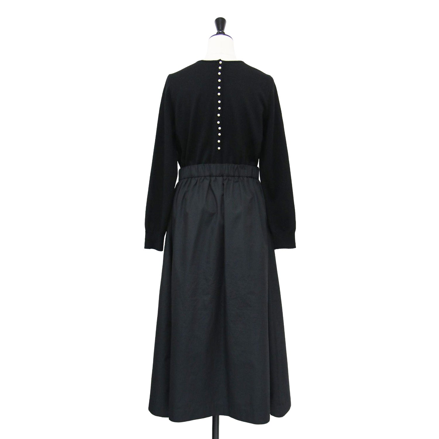 22秋冬 バックパール ワンピース / ドレス 長袖 ウエストゴム フレア