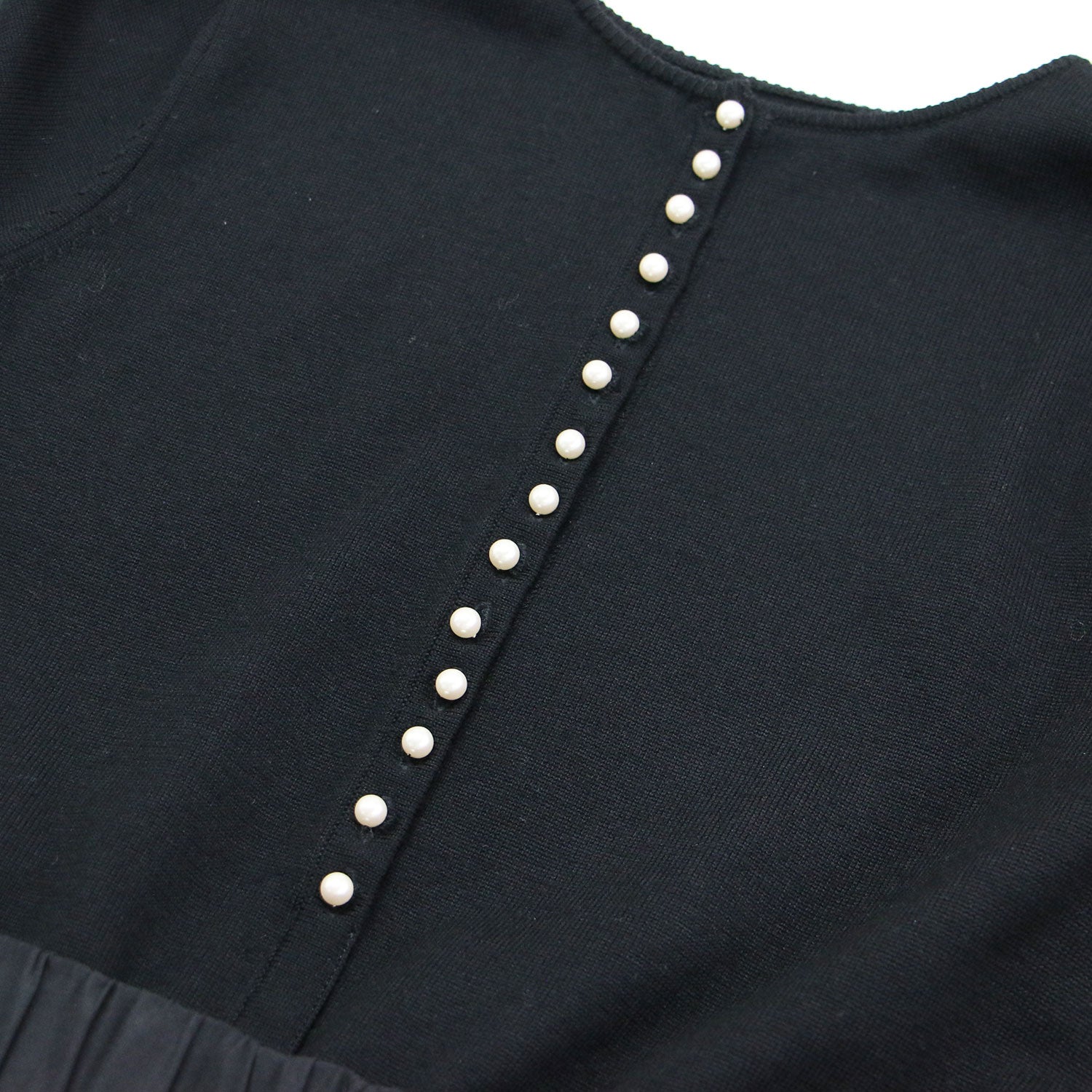 Ballsey ボールジー ワンピース ブラック 黒 サイズ:36(9号) | 22秋冬 バックパール ワンピース / ドレス | 長袖 ウエストゴム フレア ギャザー 異素材 布帛 ニット | トップス【レディース】【中古】【K4605】 22秋冬 バックパール ワンピース / ドレス 長袖 ウエストゴム フレア