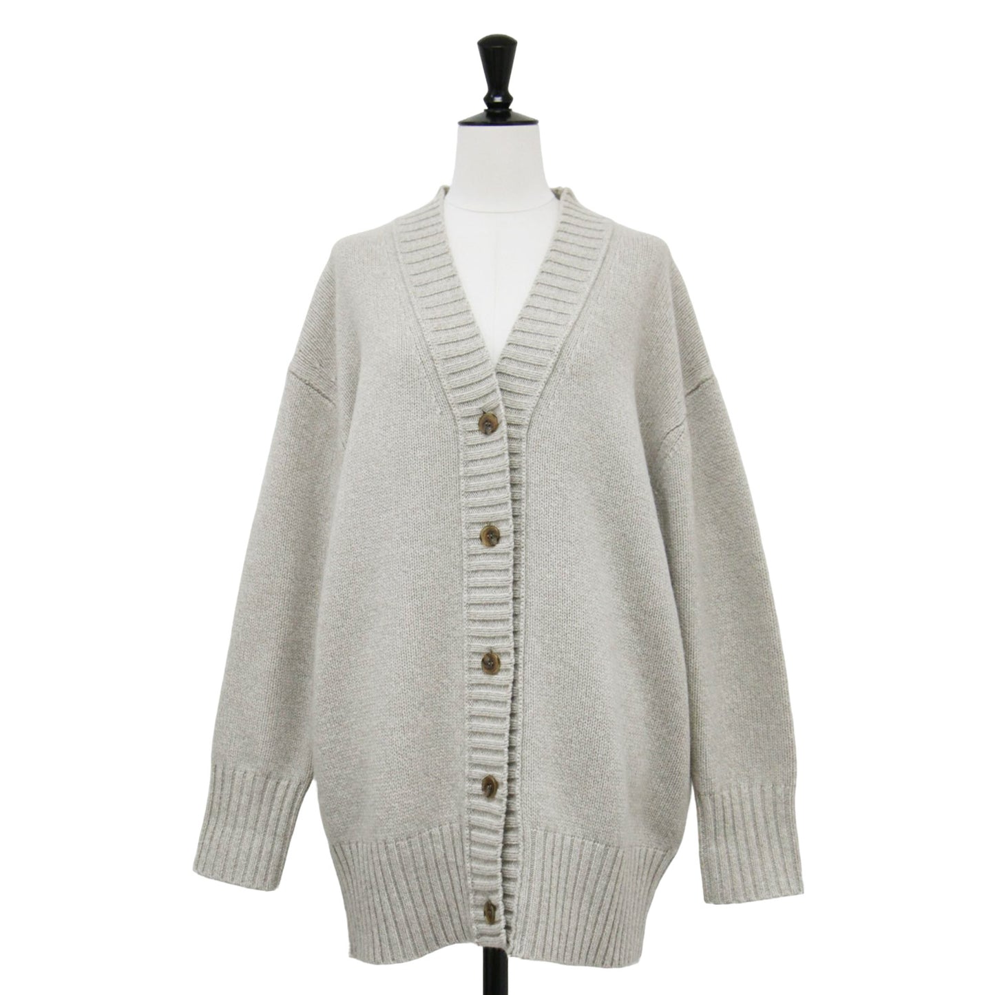 21秋冬 ラムカシミヤ Vネック カーディガン / ニット 長袖 ワイド ドロップショルダー ウール