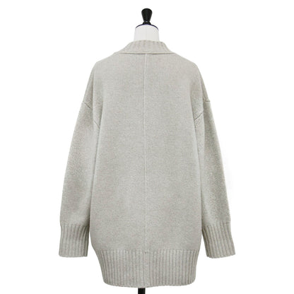 21秋冬 ラムカシミヤ Vネック カーディガン / ニット 長袖 ワイド ドロップショルダー ウール