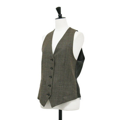 Lisiere 22秋冬 ヨリモク ヴィンテージ ベスト / Vintage Vest Vネック チェック柄 ツイード ウール