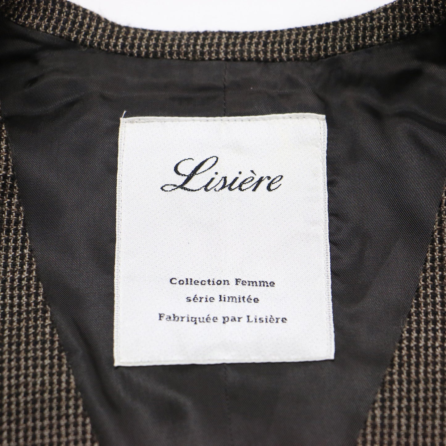 Lisiere 22秋冬 ヨリモク ヴィンテージ ベスト / Vintage Vest Vネック チェック柄 ツイード ウール