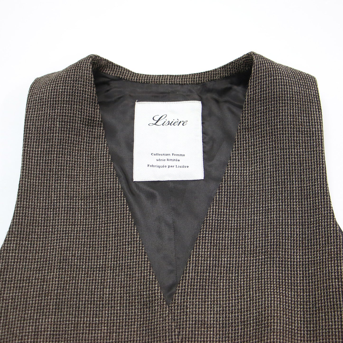 Lisiere 22秋冬 ヨリモク ヴィンテージ ベスト / Vintage Vest Vネック チェック柄 ツイード ウール