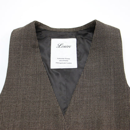Lisiere 22秋冬 ヨリモク ヴィンテージ ベスト / Vintage Vest Vネック チェック柄 ツイード ウール