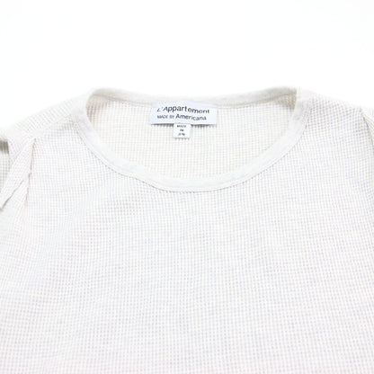 × L'Appartement 別注 サーマル ノースリーブ トップス / カットソー クルーネック ワッフル ロゴ 刺繍 ロールアップ コットン