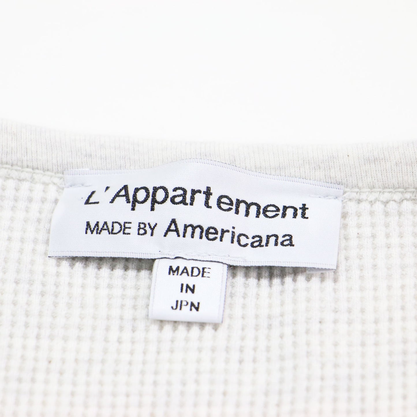× L'Appartement 別注 サーマル ノースリーブ トップス / カットソー クルーネック ワッフル ロゴ 刺繍 ロールアップ コットン