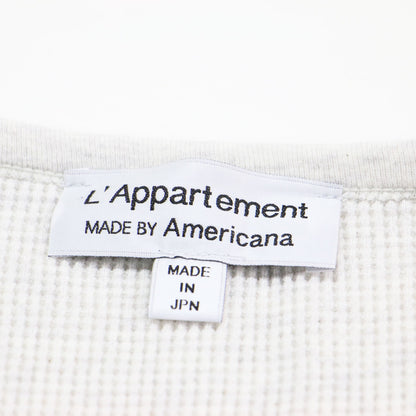 × L'Appartement 別注 サーマル ノースリーブ トップス / カットソー クルーネック ワッフル ロゴ 刺繍 ロールアップ コットン