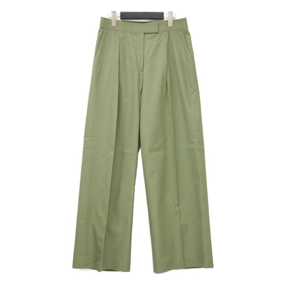 24春夏 コットン ギャバジン タック ワイドパンツ / ストレート センタープレス ハイウエスト