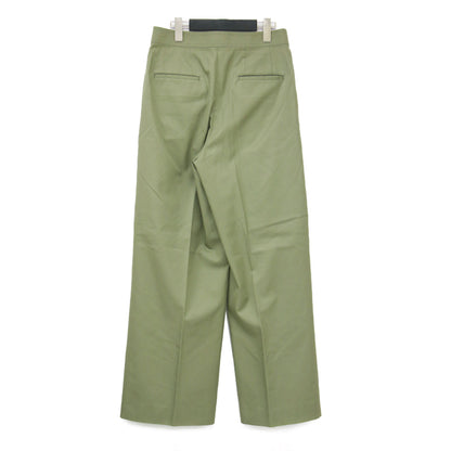 24春夏 コットン ギャバジン タック ワイドパンツ / ストレート センタープレス ハイウエスト