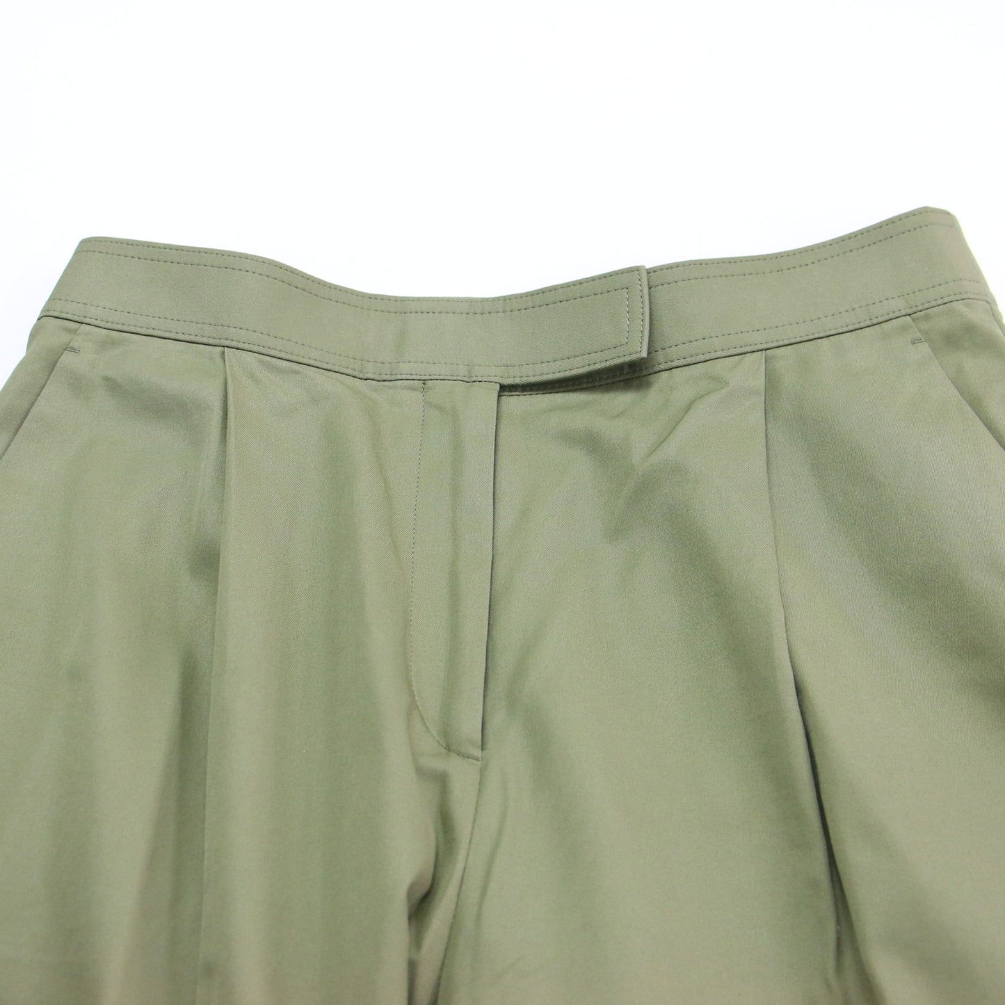 24春夏 コットン ギャバジン タック ワイドパンツ / ストレート センタープレス ハイウエスト