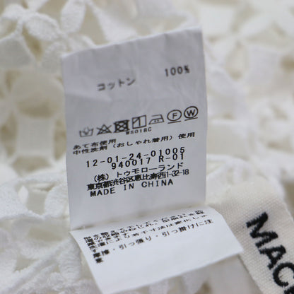 22秋冬 コットンレース チュニックプルオーバー / ワンピース スタンドカラー 長袖 透かし編み 幾何柄 バックボタン